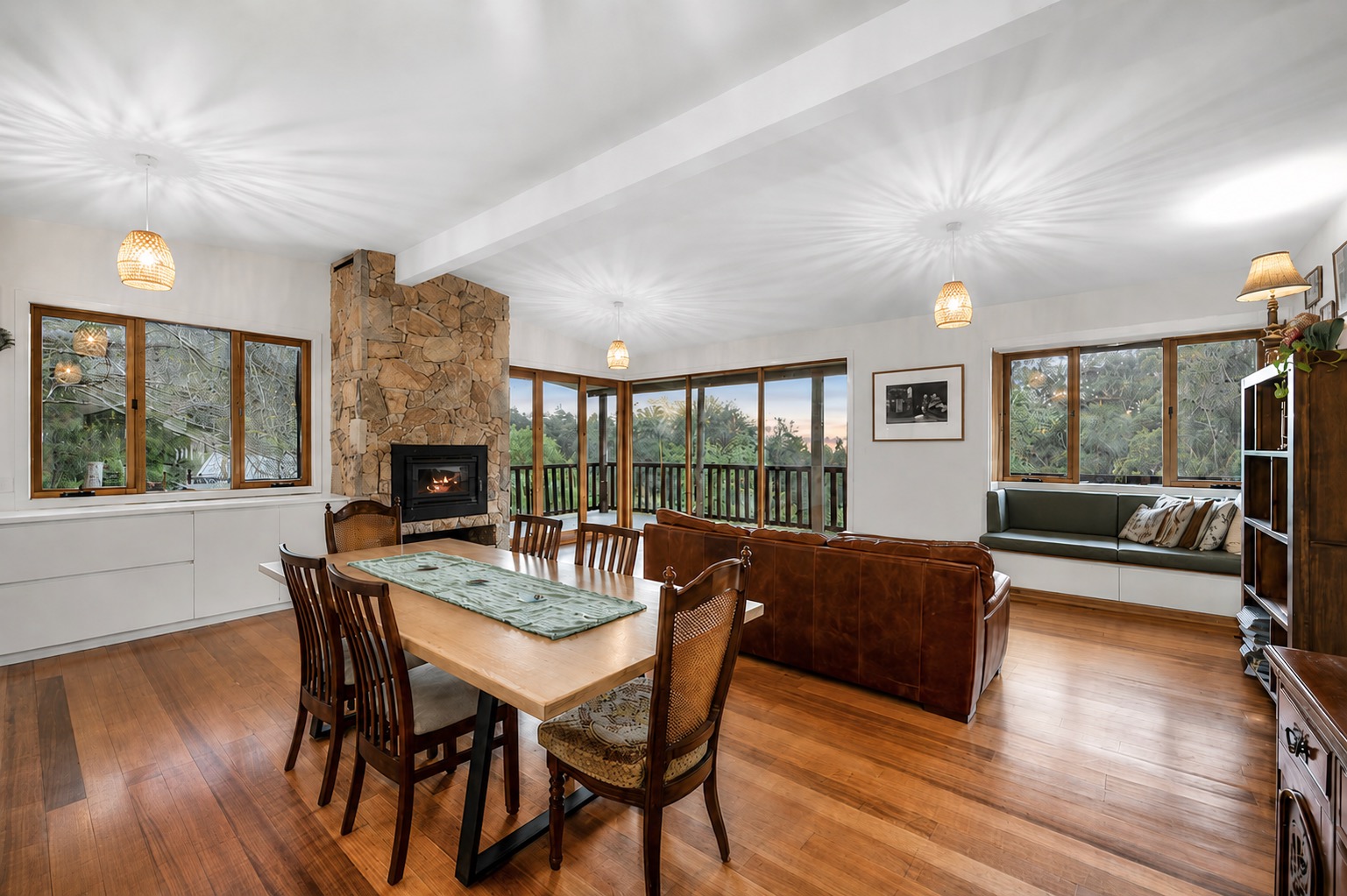 Open-plan lounge and dining interior
