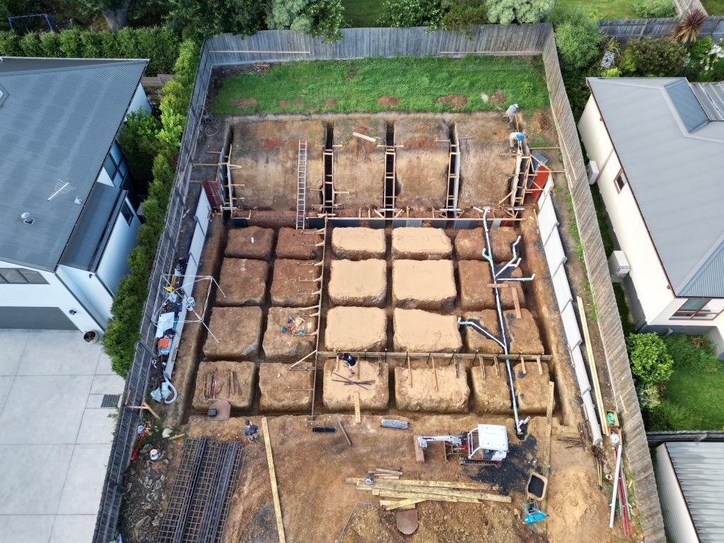 Aerial view of foundation works
